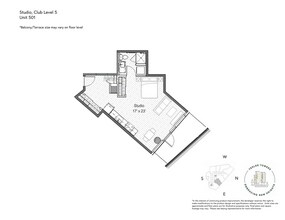 Studio 1 Bathroom 501-CF5 floor plan